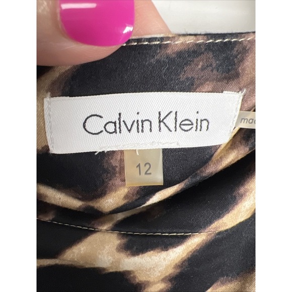 Calvin Klein Leopard Print Stretch Pencil Skirt Size 12 - Picture 4 of 9